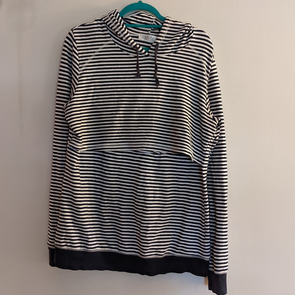 Latched Mama Long Sleeve Striped Breastfeeding Tunic XXL